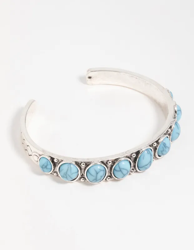 Silver Turquoise Stone Wrist Cuff sold by lovisa