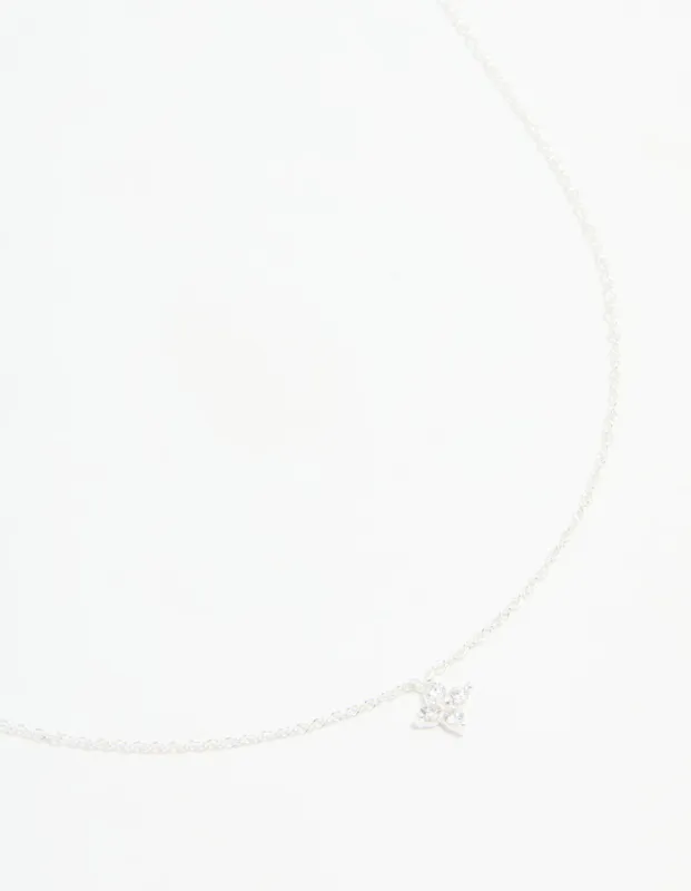 Sterling Silver Cubic Zirconia Micro Flower Pendant Necklace sold by lovisa