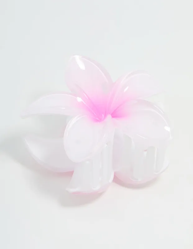 White & Pink Ombre Frangipani Claw Clip sold by lovisa