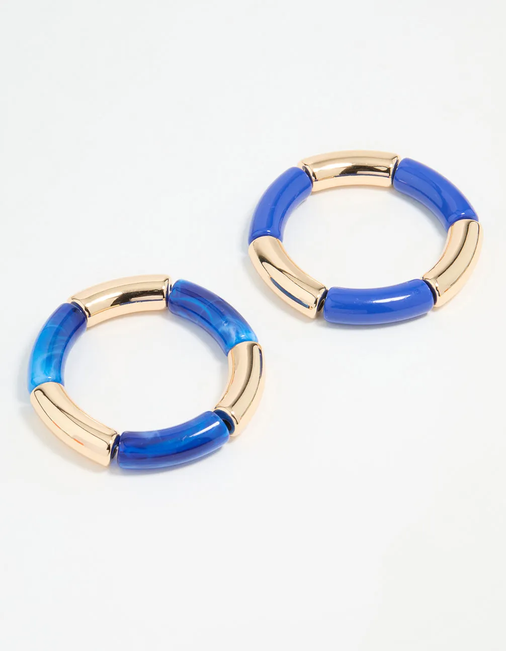 Gold Blue Acrylic Stretch Bangles 2-Pack sold by lovisa