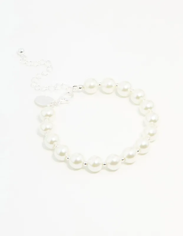 Silver Plated Pearl Chain Bracelet sold by lovisa