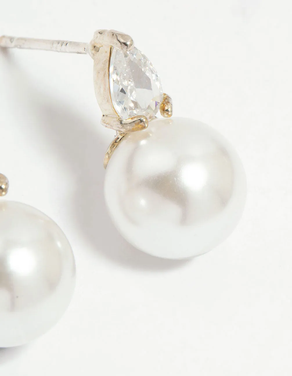 Silver Plated Mini Cubic Zirconia Pearl Drop Earrings sold by lovisa product image thumbnail 5