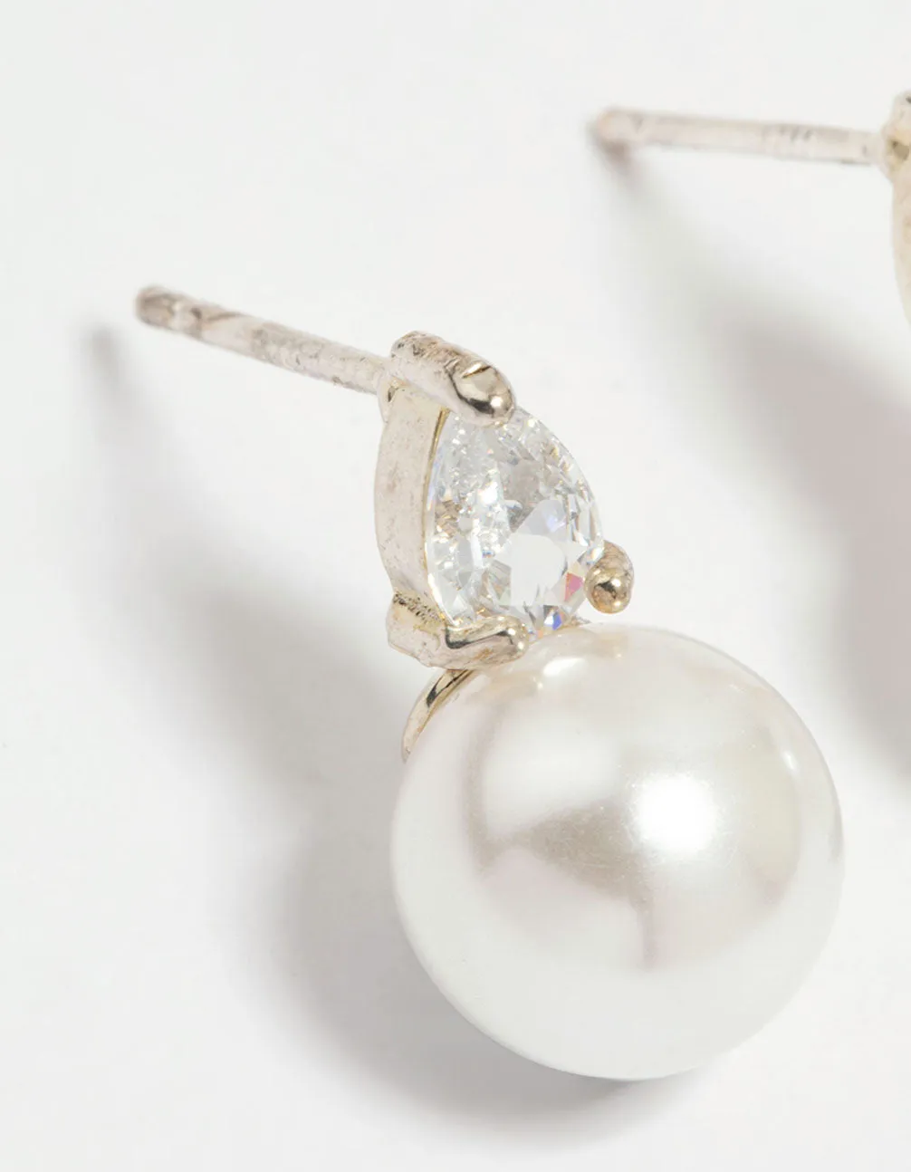 Silver Plated Mini Cubic Zirconia Pearl Drop Earrings sold by lovisa product image thumbnail 4