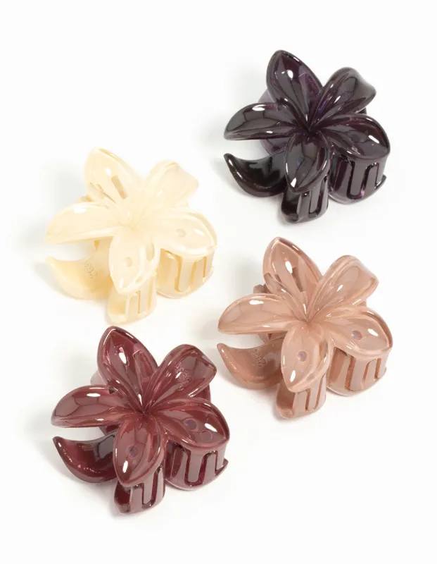 Neutral Frangipani Flower Mini Claw Clips 4-Pack sold by lovisa
