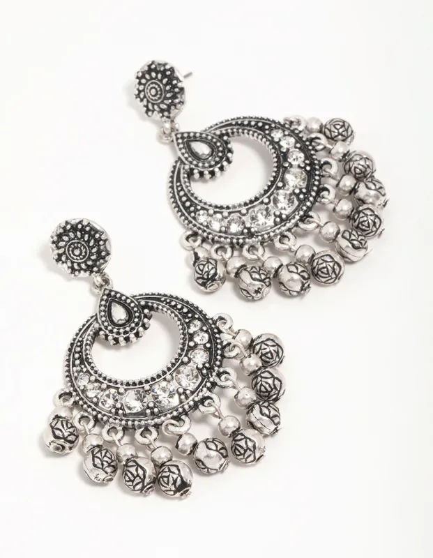 Antique Silver Patterned Drop Earrings sold by lovisa