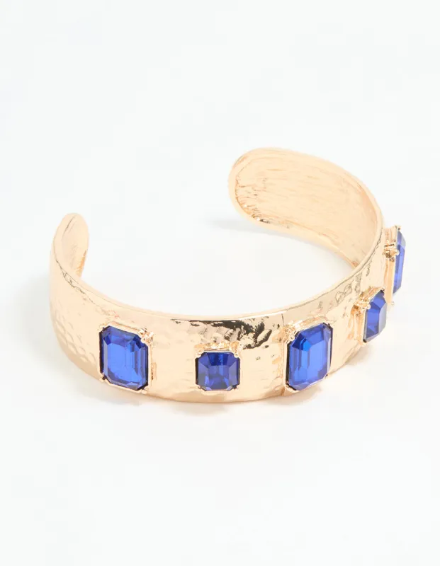 Gold Blue Stone Wrist Cuff sold by lovisa