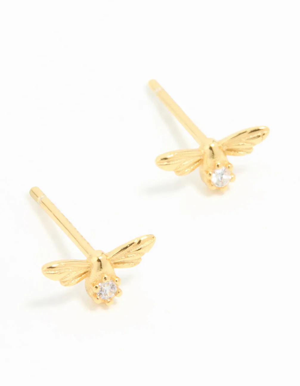 Gold Plated Sterling Silver Cubic Zirconia Bee Stud Earrings sold by lovisa