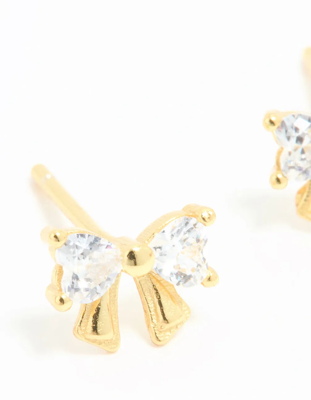 Gold Plated Sterling Silver Cubic Zirconia Bow Stud Earrings sold by lovisa product image thumbnail 4