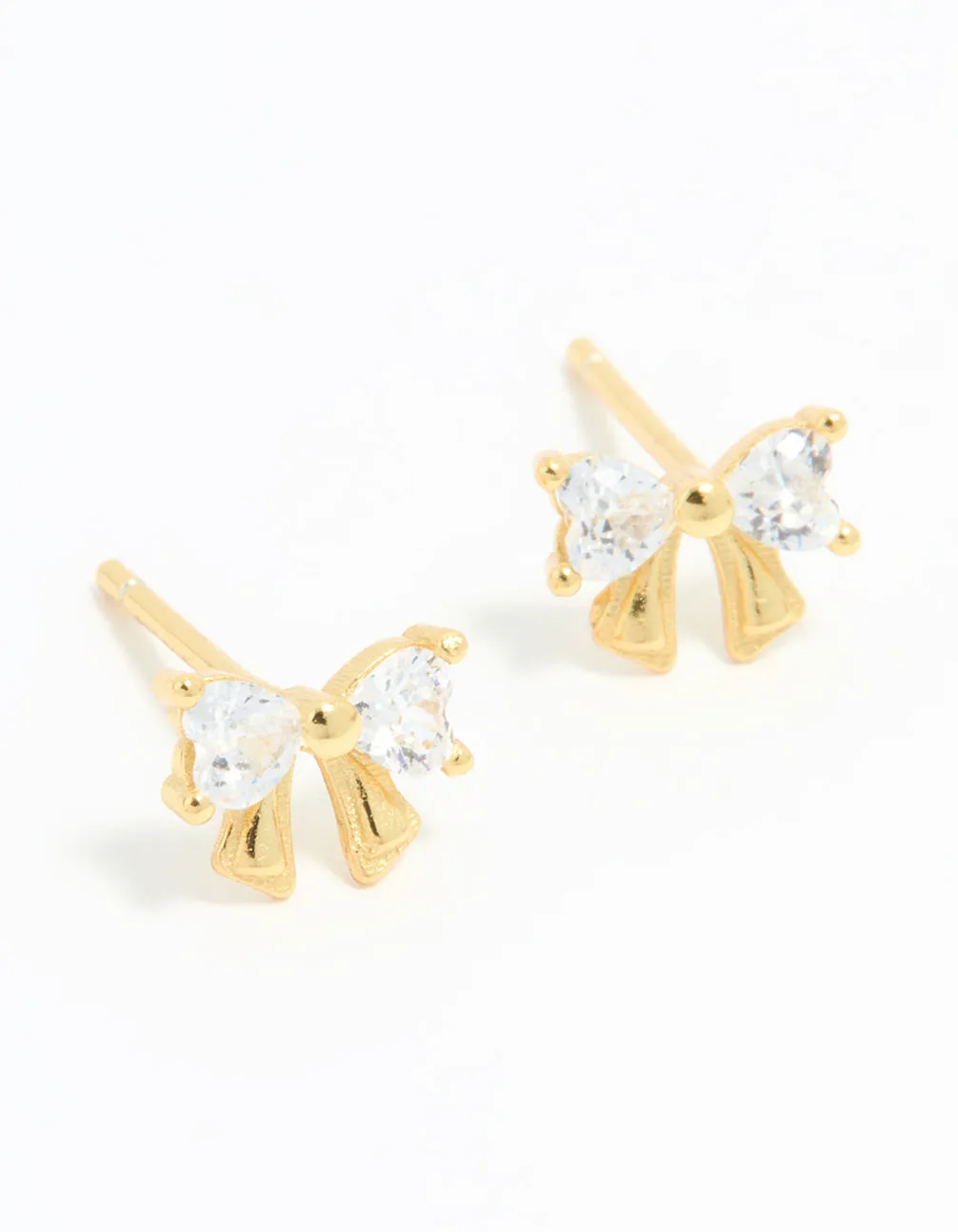 Gold Plated Sterling Silver Cubic Zirconia Bow Stud Earrings sold by lovisa
