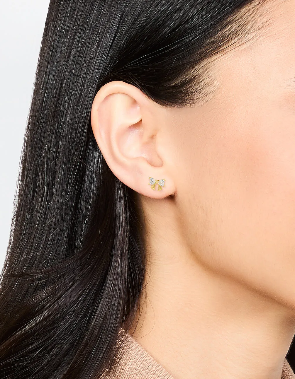 Gold Plated Sterling Silver Cubic Zirconia Bow Stud Earrings sold by lovisa product image thumbnail 2