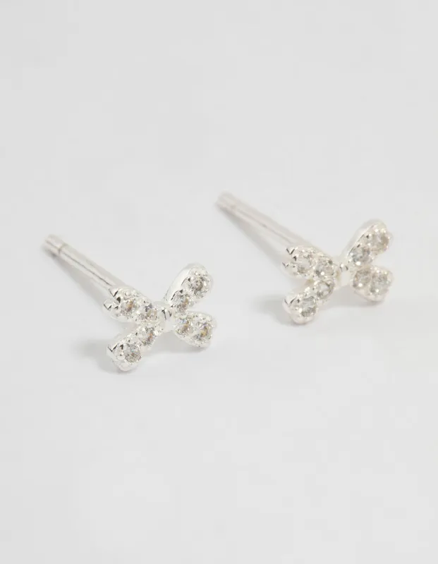 Sterling Silver Cubic Zirconia Pavé Bow Stud Earrings sold by lovisa