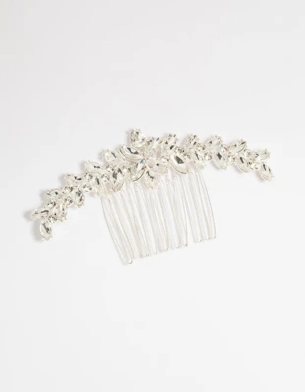 Silver Diamante Large Marquise Hair Comb sold by lovisa