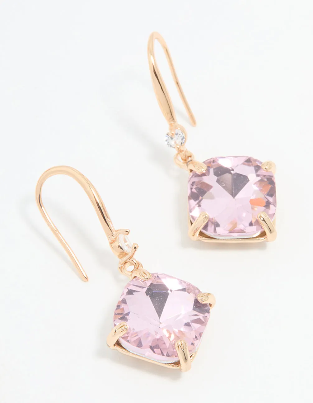 Rose Gold Pink Stone Drop Earrings sold by lovisa