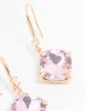 Rose Gold Pink Stone Drop Earrings sold by lovisa