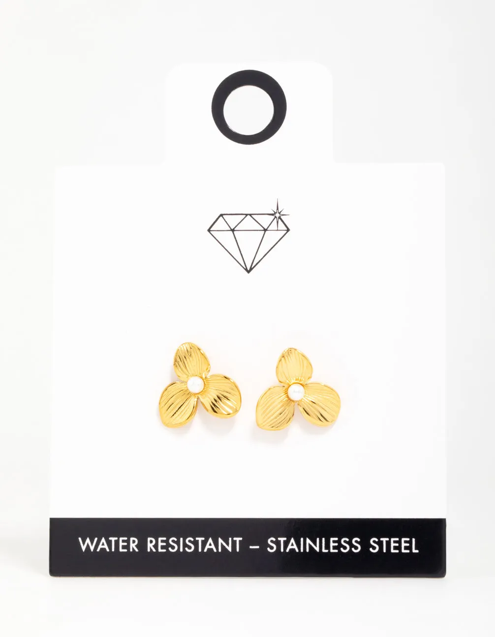 Waterproof Gold Plated Stainless Steel Pearl Flower Stud Earrings sold by lovisa product image thumbnail 3