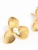 Waterproof Gold Plated Stainless Steel Pearl Flower Stud Earrings sold by lovisa