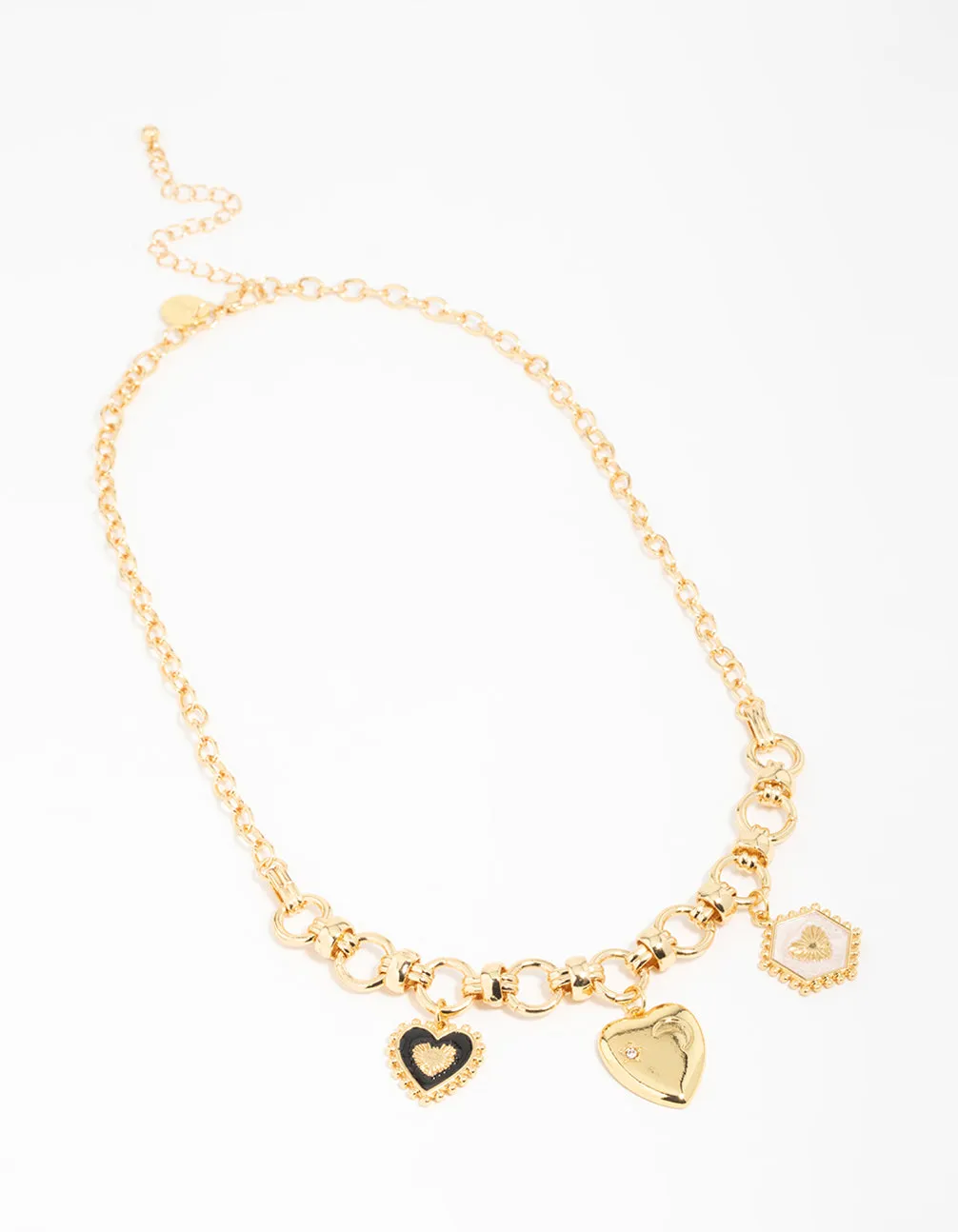 Gold Heart & Moon Charm Necklace sold by lovisa product image thumbnail 2