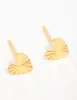 Gold Plated Sterling Silver Ribbed Heart Stud Earrings sold by lovisa