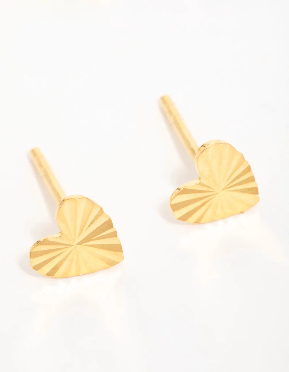 Gold Plated Sterling Silver Ribbed Heart Stud Earrings sold by lovisa