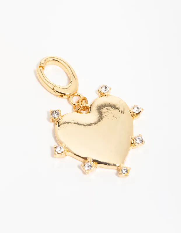 Gold Plated  Cubic Zirconia Outer Heart Charm sold by lovisa