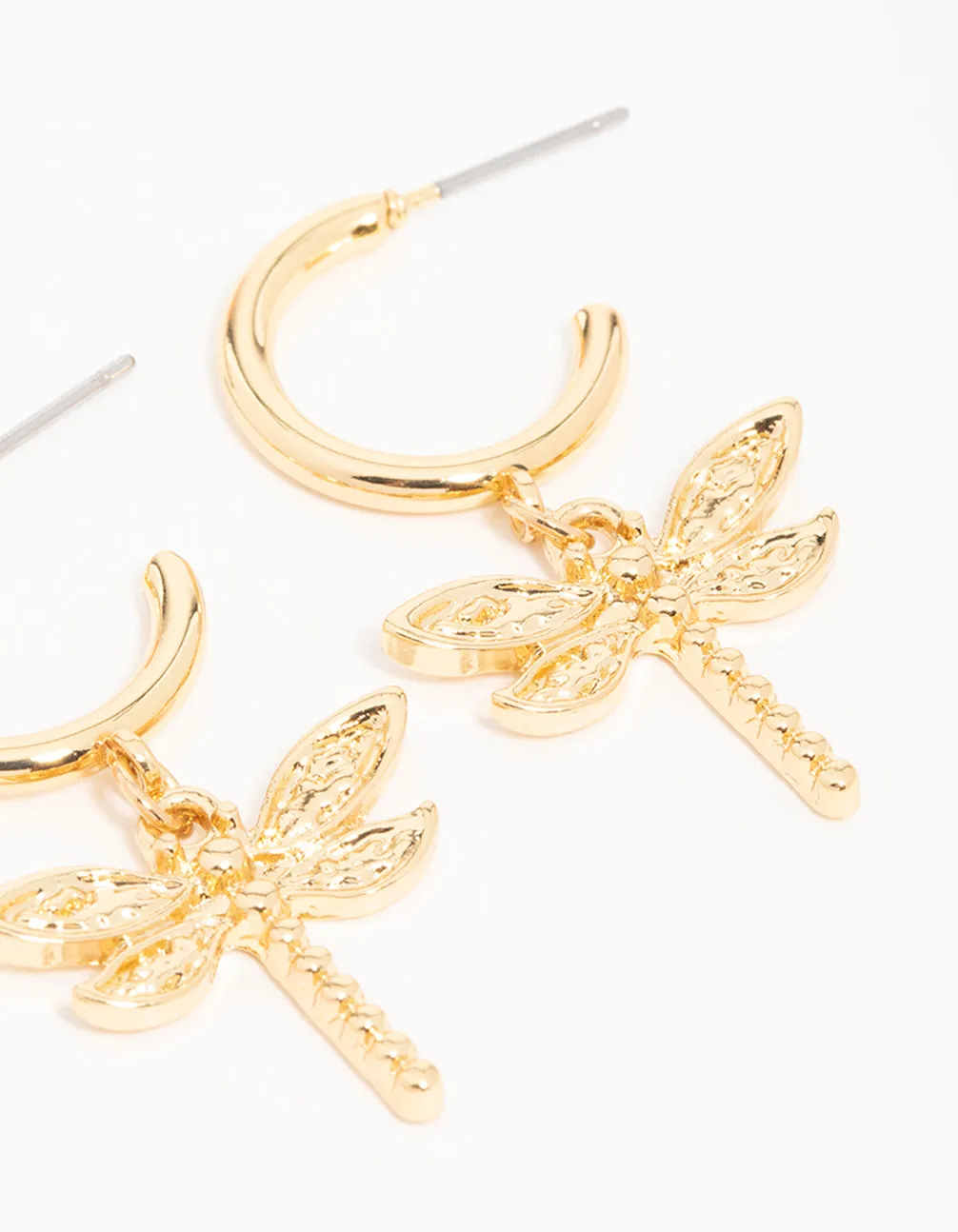 Gold Plated Dragonfly & Flower Drop Earrings 2-Pack sold by lovisa product image thumbnail 3