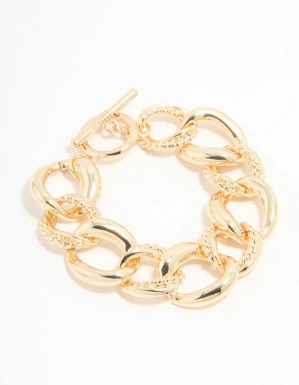 Gold Twisted Curb T & O Bracelet sold by lovisa