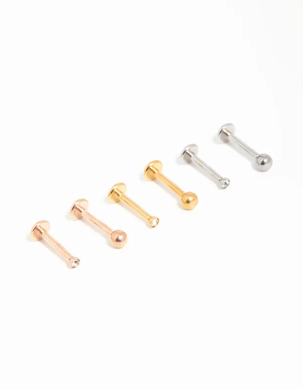 Mixed Finish Surgical Steel Small Ball Flat Back Studs 3-Pack sold by lovisa