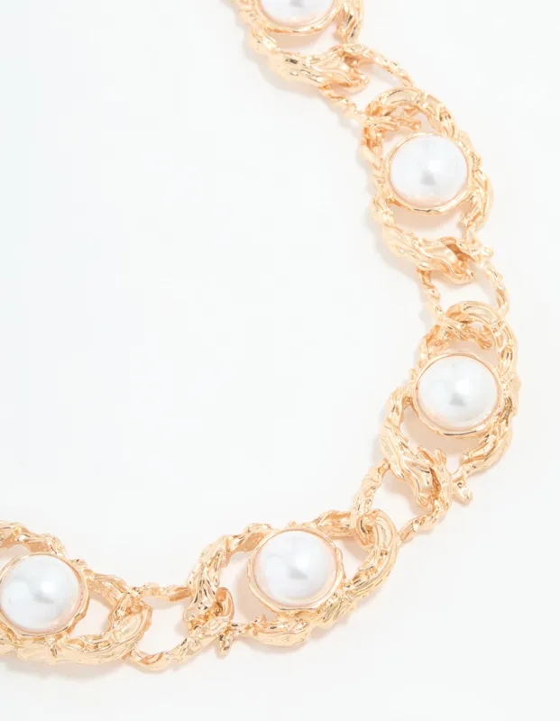 Gold Pearl Molten Rope Necklace sold by lovisa