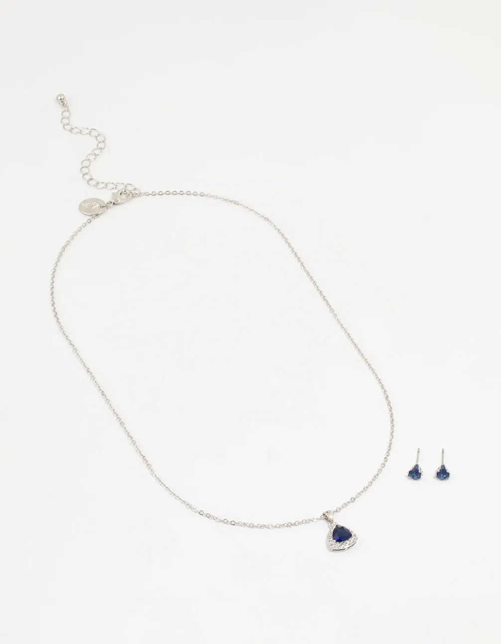 Silver Blue Cubic Zirconia Blue Pendant Necklace & Earrings Set sold by lovisa product image thumbnail 2