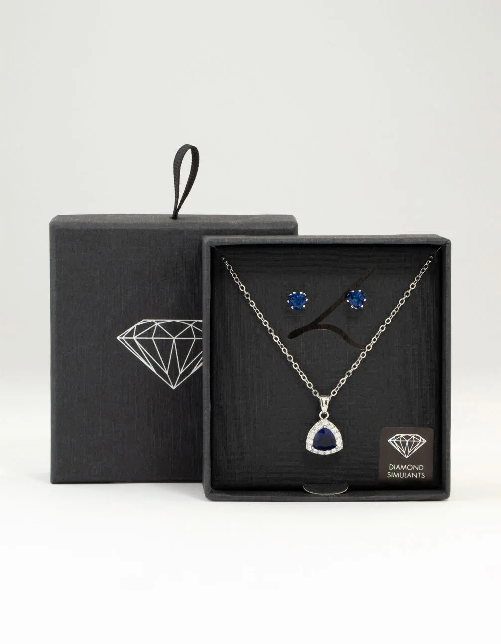 Silver Blue Cubic Zirconia Blue Pendant Necklace & Earrings Set sold by lovisa product image thumbnail 3