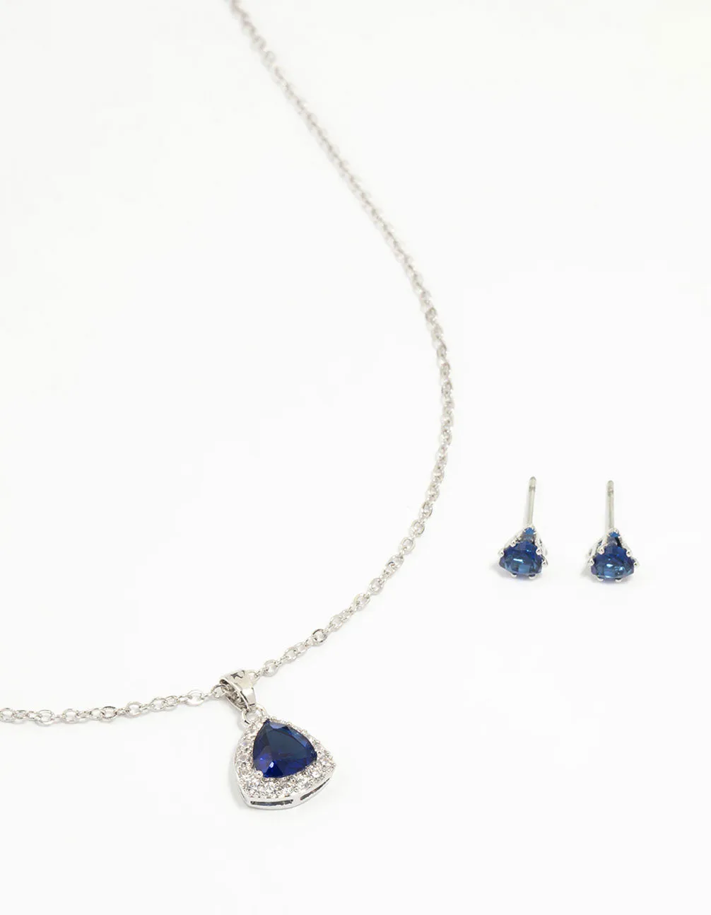 Silver Blue Cubic Zirconia Blue Pendant Necklace & Earrings Set sold by lovisa