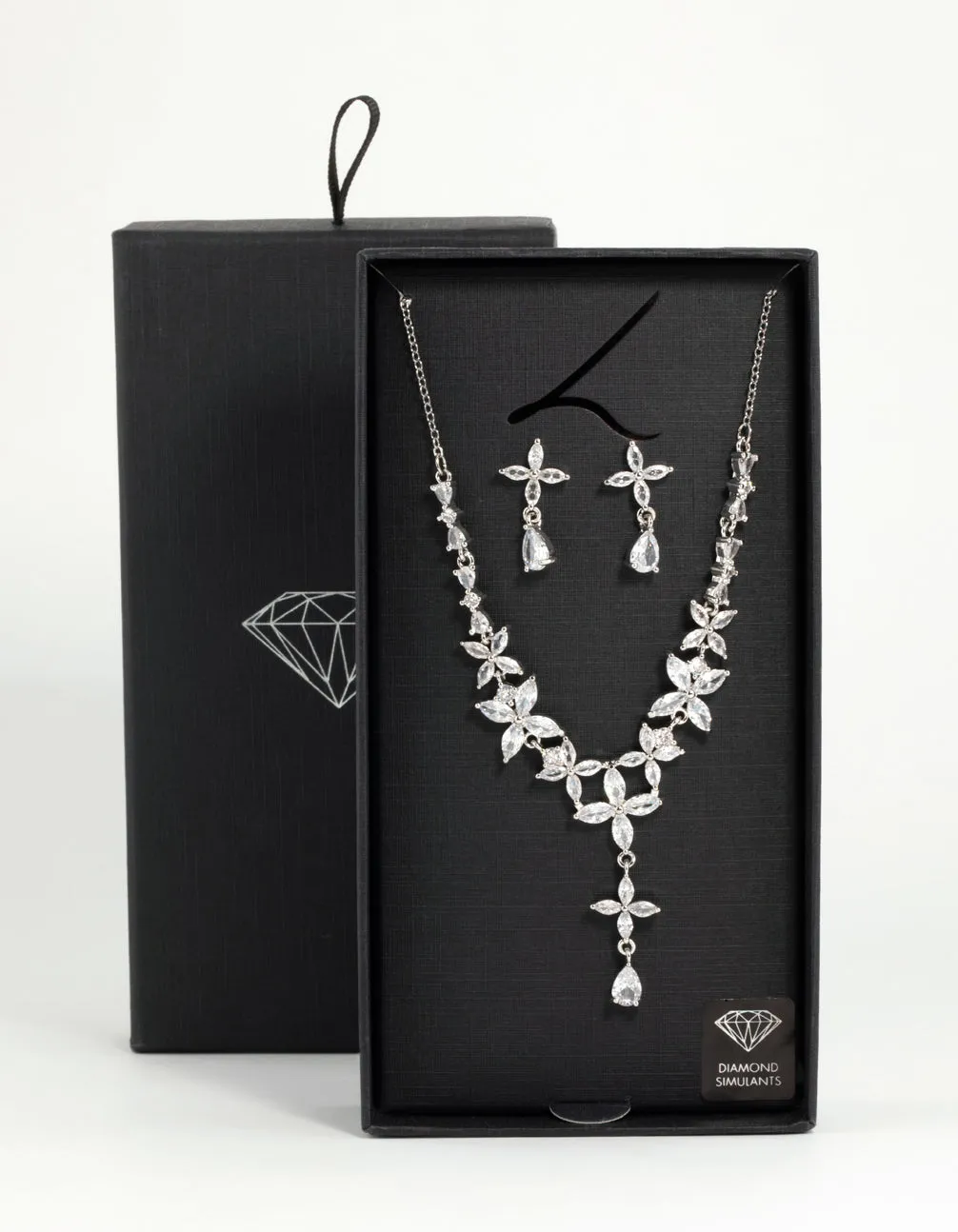 Silver Cubic Zirconia Flower Drop Earrings & Necklace Set sold by lovisa product image thumbnail 3