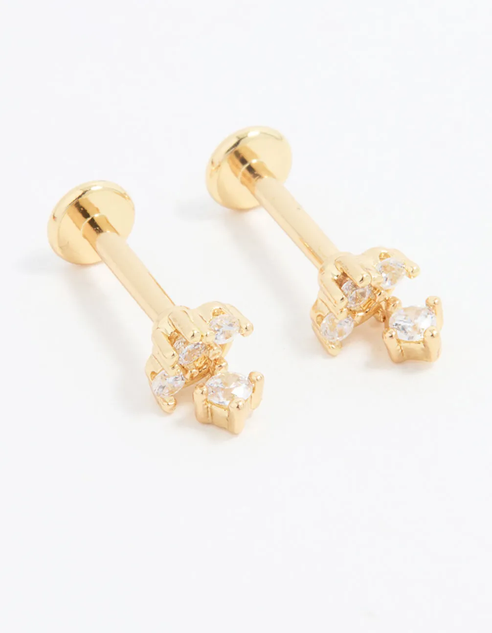 Gold Plated Surgical Steel Cubic Zirconia Flat Back Pack sold by lovisa