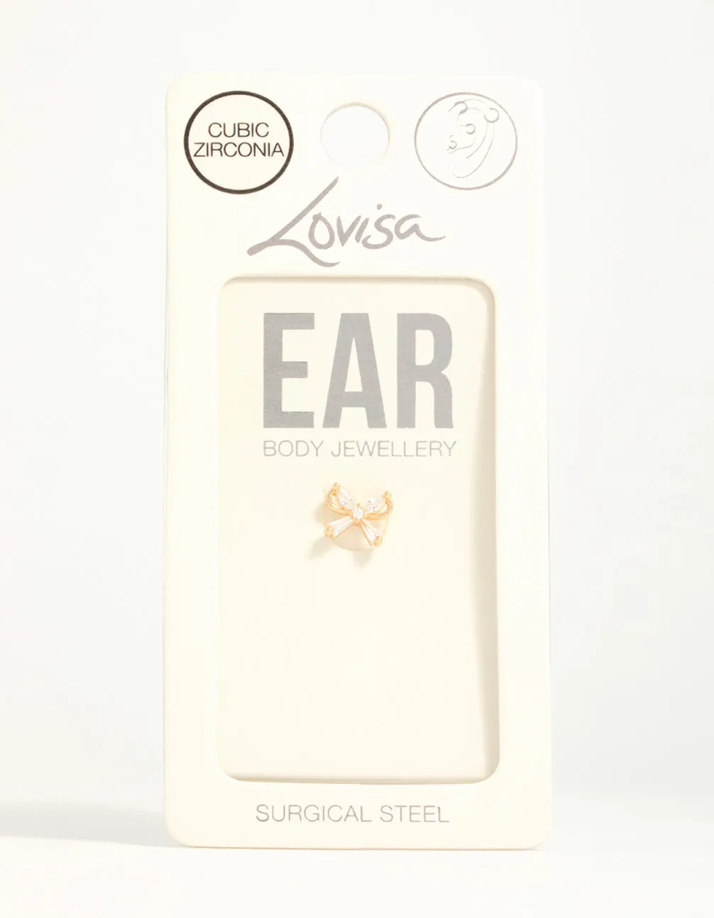 Gold Plated Surgical Steel Cubic Zirconia Bow Flat Back Stud sold by lovisa product image thumbnail 3