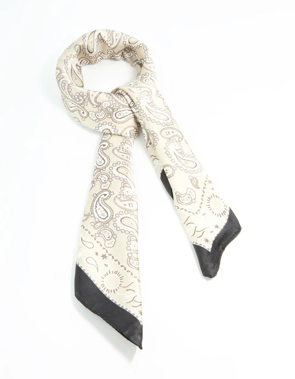 Black & White Fabric Paisley Print Scarf sold by lovisa