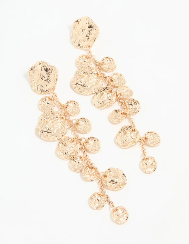 Gold Molten Circle Drop Earrings sold by lovisa