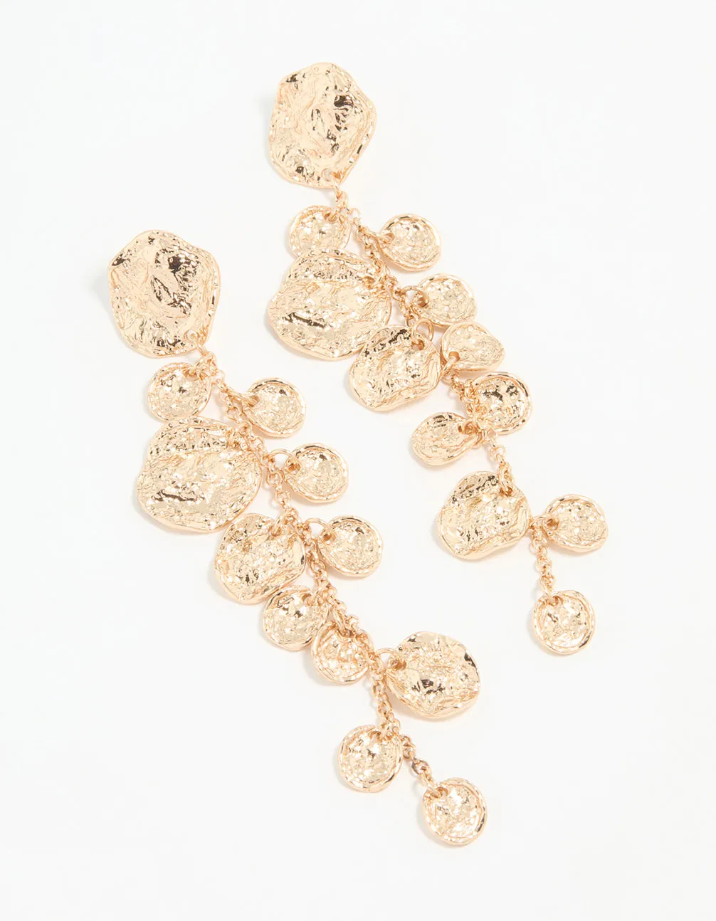 Gold Molten Circle Drop Earrings sold by lovisa