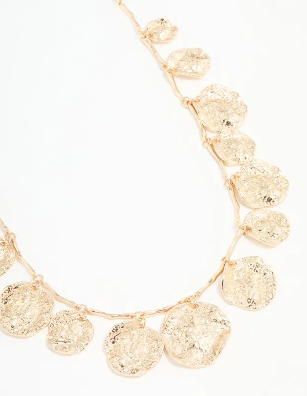 Gold Molten Circle Charm Necklace sold by lovisa