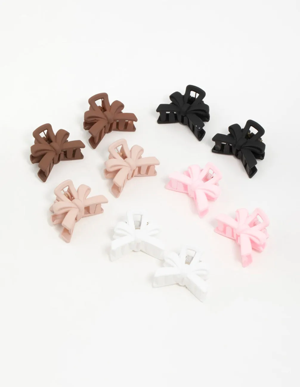 Matte Neutral Min Bow Claw Clips 10-Pack sold by lovisa
