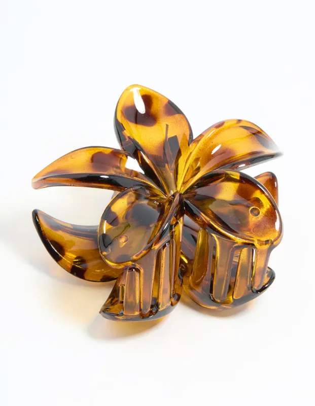 Neutral Acrylic Frangipani Flower Claw Clip sold by lovisa