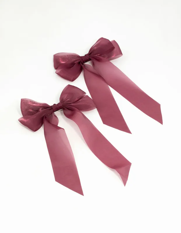 Pink Organza Fabric Hair Clips 2-Pack sold by lovisa