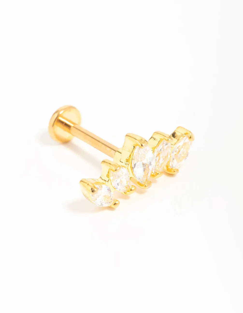 Gold Plated Surgical Steel Diamante Flat Back Stud sold by lovisa
