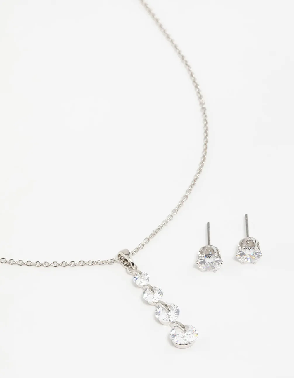 Silver Cubic Zirconia Necklace & Earrings Set sold by lovisa