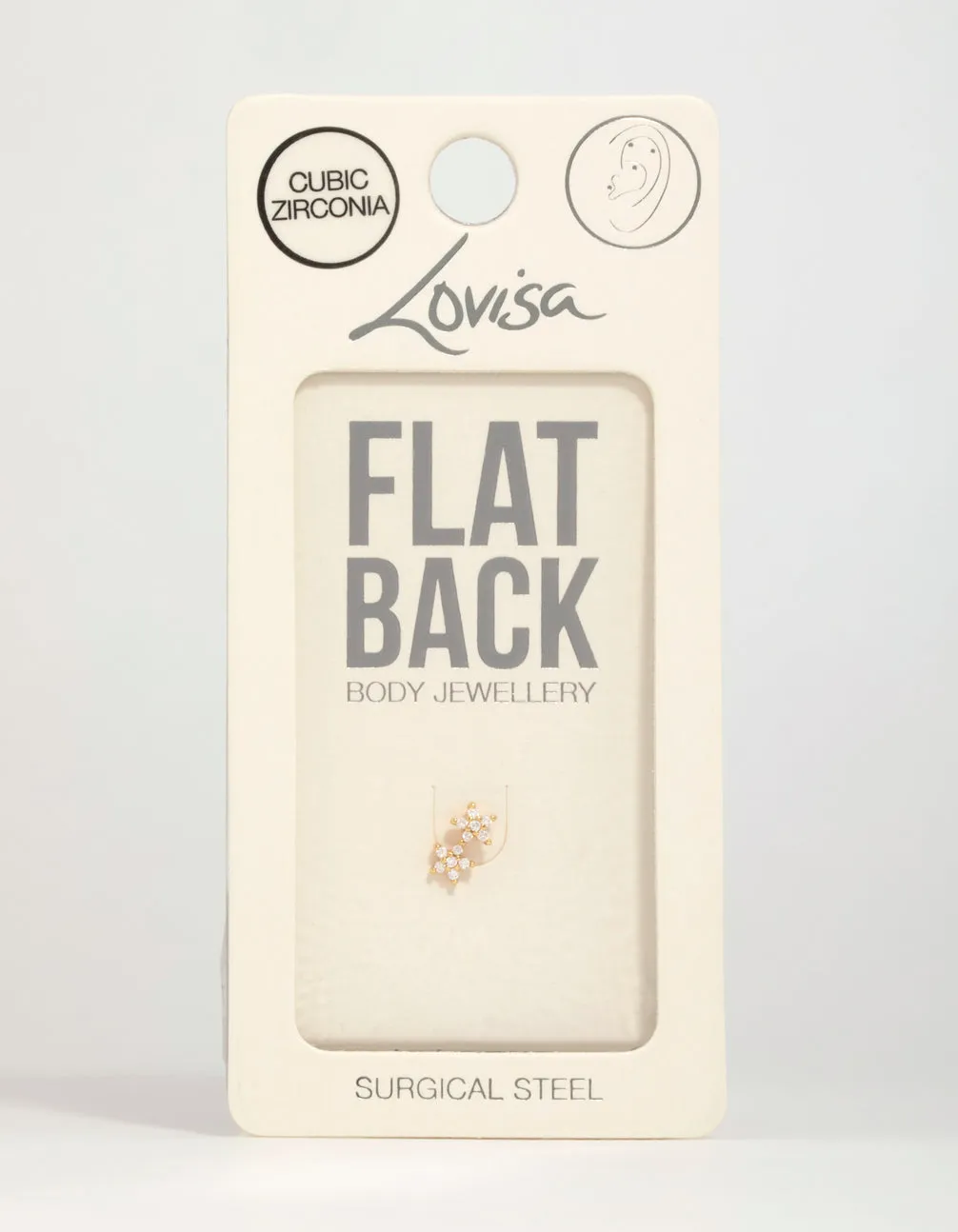 Gold Plated Surgical Steel Cubic Zirconia Double Star Flat Back Stud sold by lovisa product image thumbnail 3