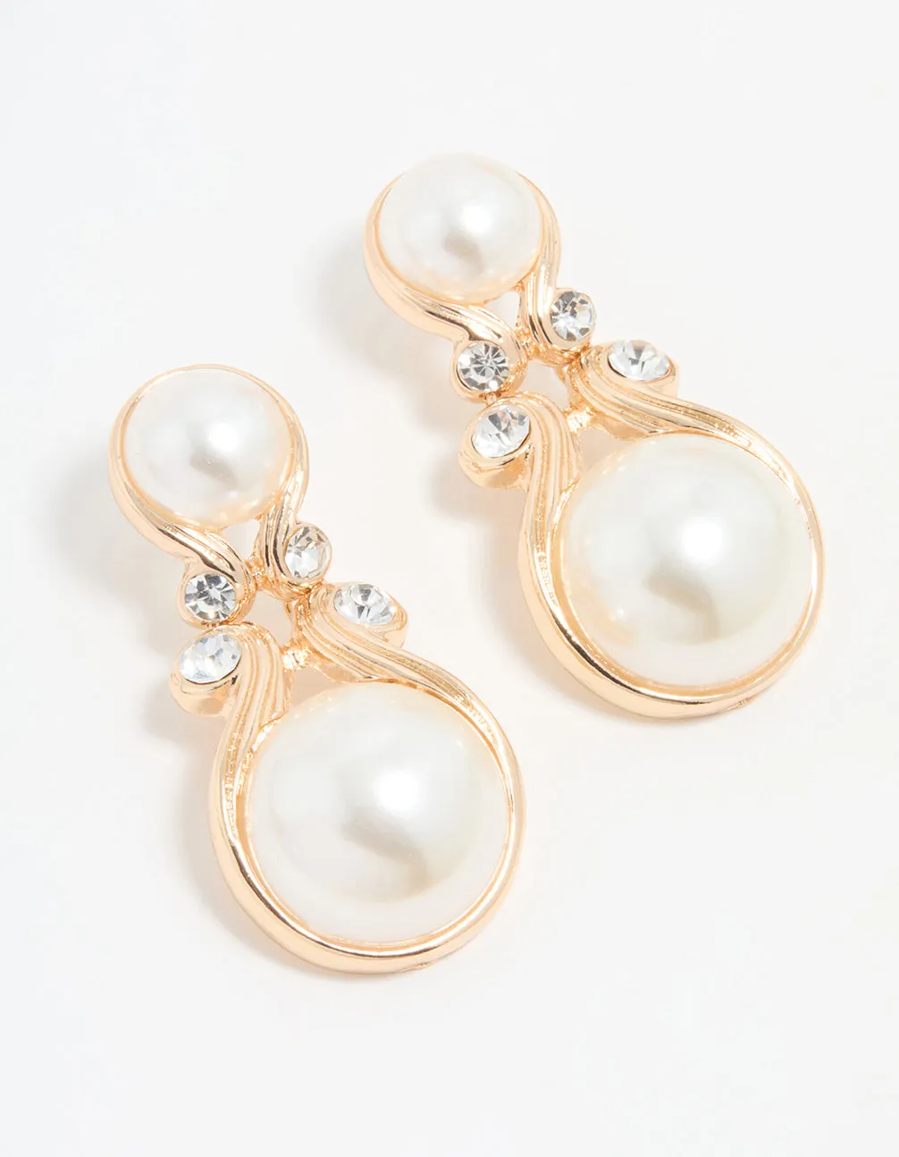 Gold Pearl Diamante Doorknocker Drop Earrings sold by lovisa
