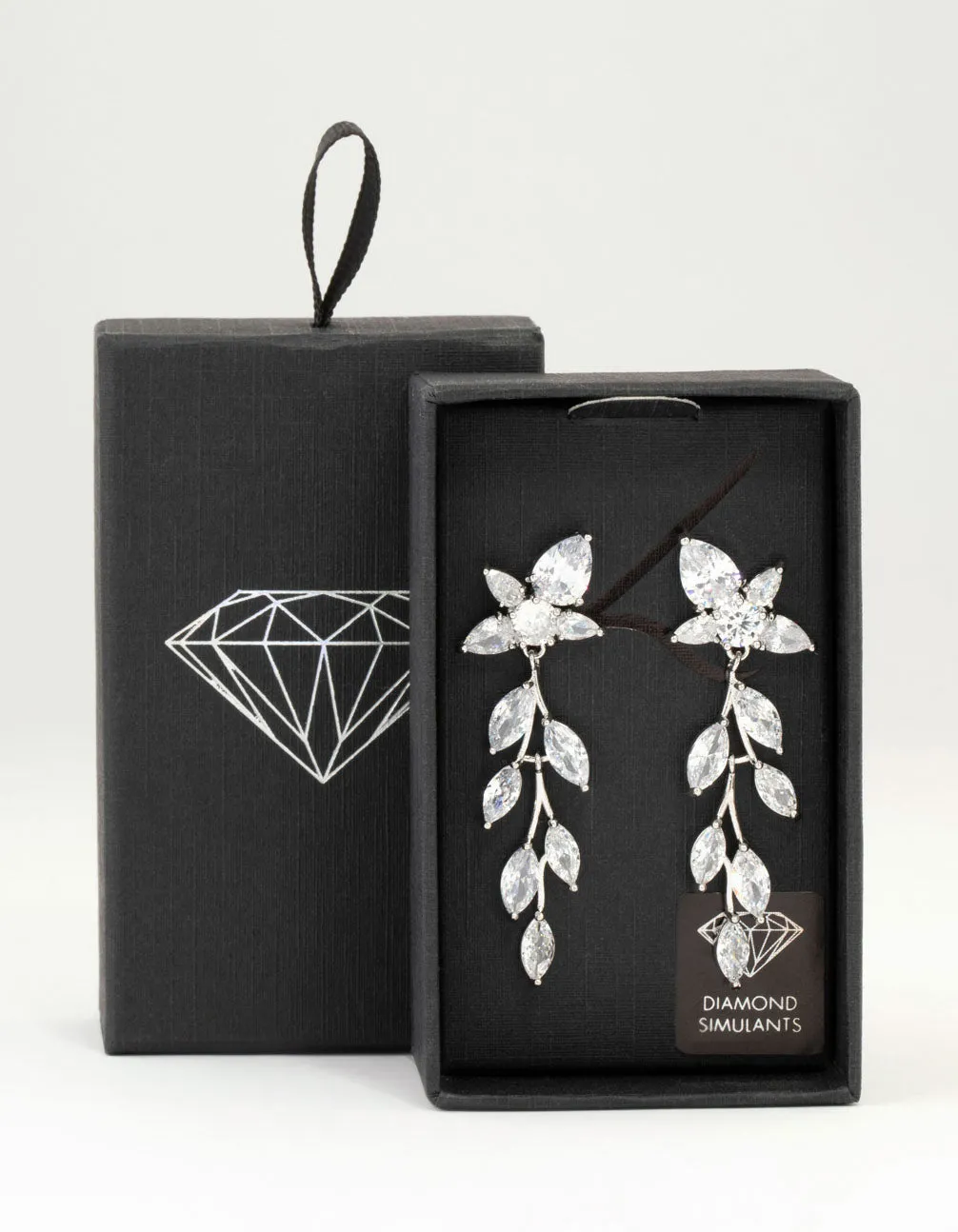 Silver Cubic Zirconia Leaf Flower Drop Earrings sold by lovisa product image thumbnail 3