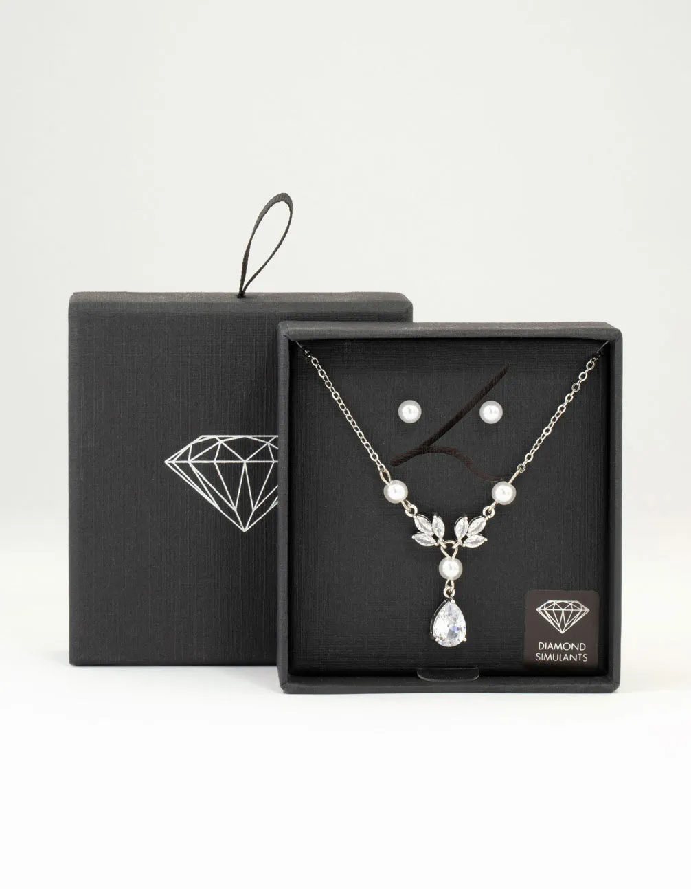 Silver Pearl Cubic Zirconia Drop Necklace & Earrings Set sold by lovisa product image thumbnail 3