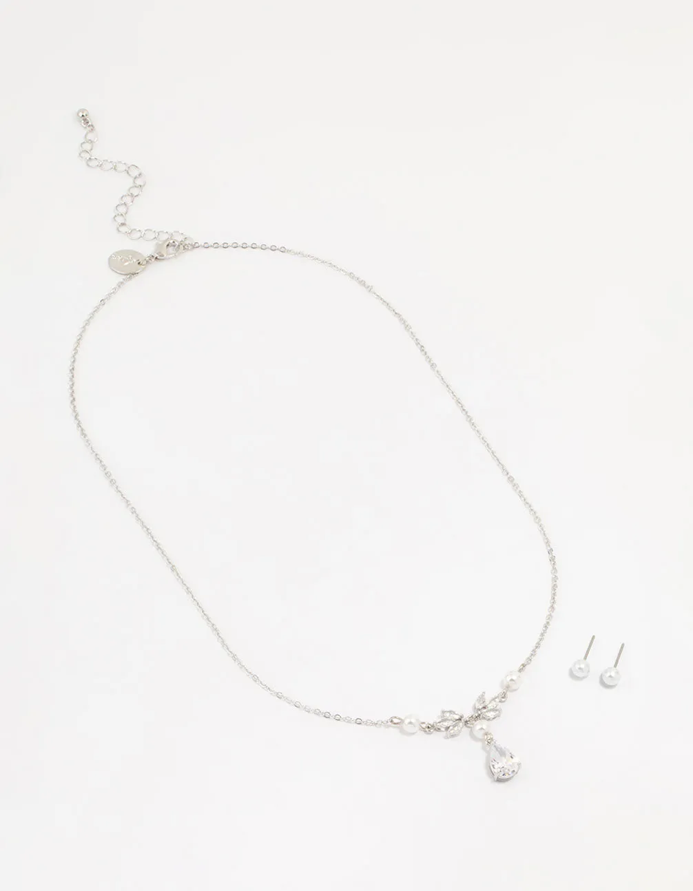Silver Pearl Cubic Zirconia Drop Necklace & Earrings Set sold by lovisa product image thumbnail 2