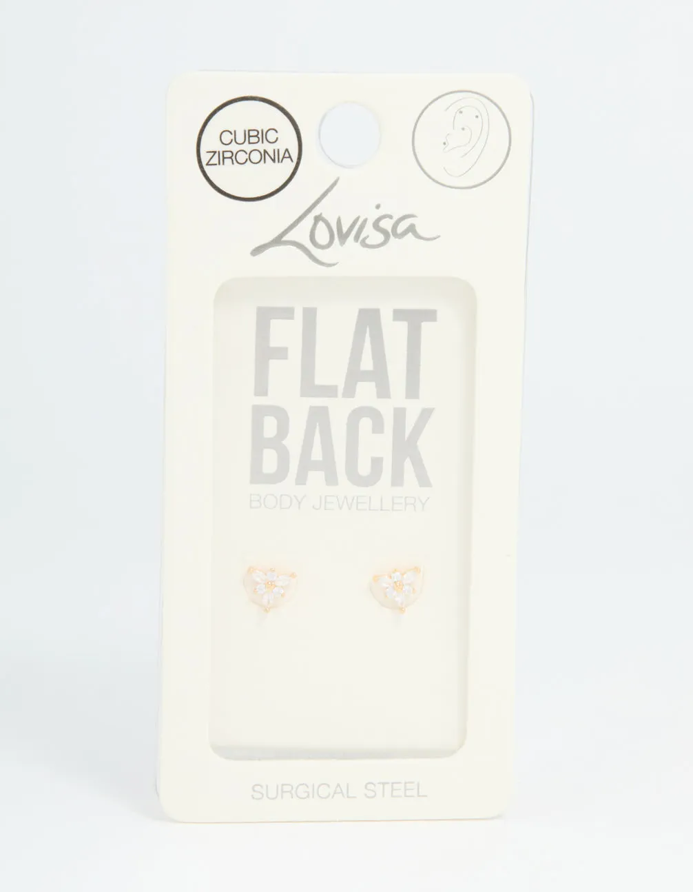 Gold Plated Surgical Steel Cubic Zirconia Flower Flat Back Earrings Pack sold by lovisa product image thumbnail 5