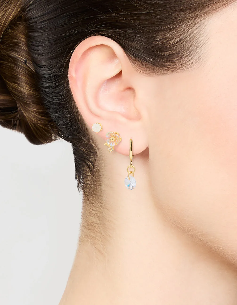 Gold Plated Cubic Zirconia Floral Drop Earrings 3-Pack sold by lovisa product image thumbnail 2